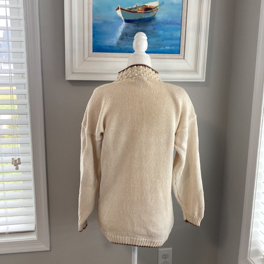 Vintage 90s Beldochpopper Fall Harvest Pumpkin Scarecrow Turtleneck Sweater S - Picture 7 of 14